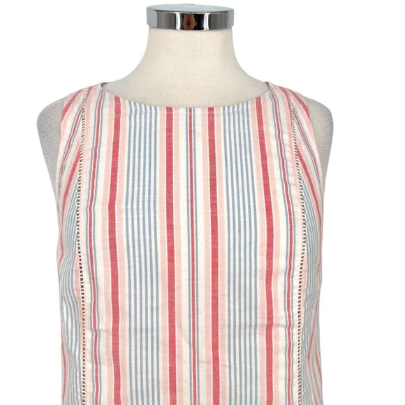 Vineyard Vines Abacos Stripe Tassel Sleeveless Top Pink Blue White Size 4 - Picture 2 of 13